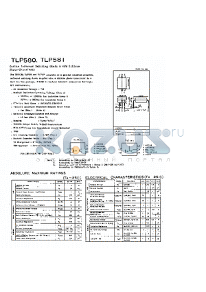 TLP580 datasheet - GaAIAs INFRARED EMITTING DIODE AND NPN SILICON PHOTO-TRANSISTOR