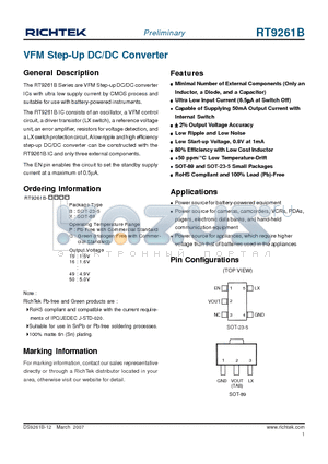 RT9261B datasheet - VFM Step-Up DC/DC Converter