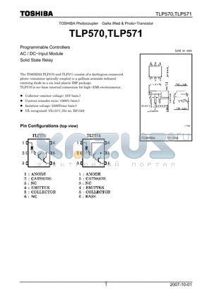 TLP571 datasheet - Programmable Controllers AC / DC−Input Module