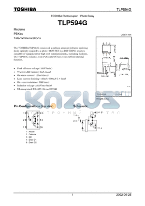 TLP594G datasheet - Photocoupler Photo Relay