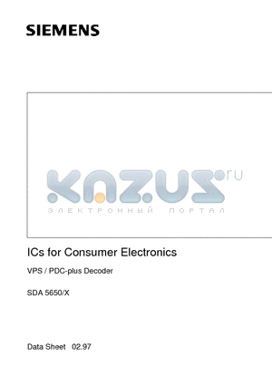 SDA5650 datasheet - VPS / PDC-plus Decoder