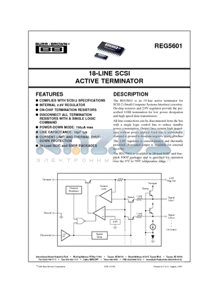 REG5601U datasheet - 18-LINE SCSI ACTIVE TERMINATOR