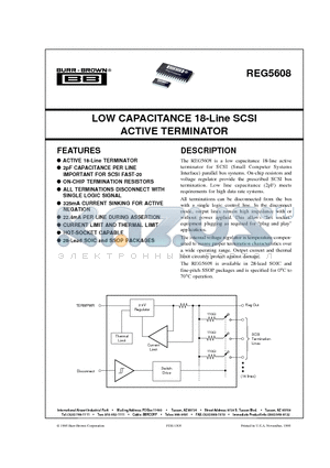 REG5608 datasheet - LOW CAPACITANCE 18-Line SCSI ACTIVE TERMINATOR