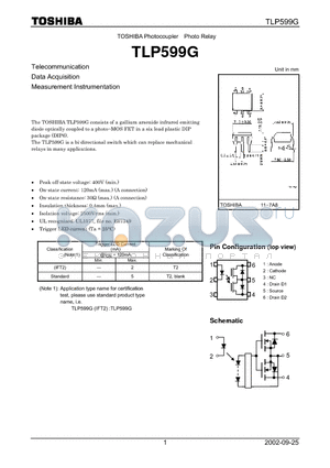 TLP599G datasheet - PHOTOCOUPLER PHOTO RELAY