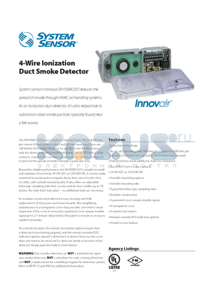 SSK451 datasheet - 4-Wire Ionization Duct Smoke Detector