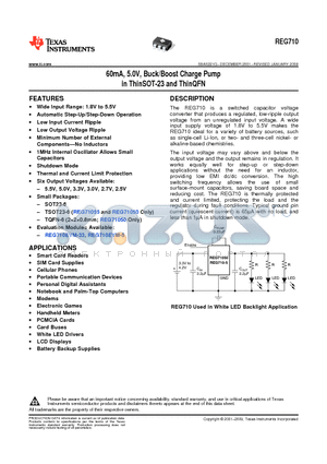 REG71055DDCT datasheet - 60mA, 5.0V, Buck/Boost Charge Pump in ThinSOT-23 and ThinQFN