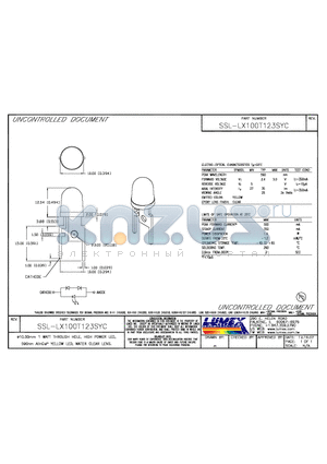 SSL-LX100T123SYC datasheet - 10.00mm 1 WATT THROUGH HOLE, HIGH POWER LED