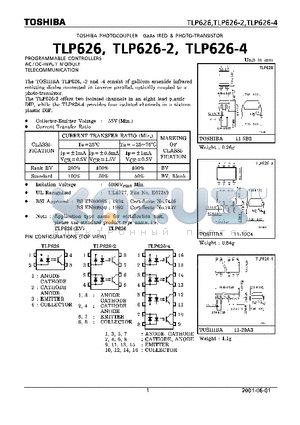 TLP626-2 datasheet - PROGRAMMABLE CONTROLLERS AC/DC-INPUT MODULE TELECOMMUNICATION