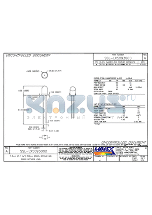 SSL-LX5093GGD datasheet - T-5mm, (T-1 3/4)565nm GREEN, VIPOLAR LED, GREEN DIFFUSED LENS