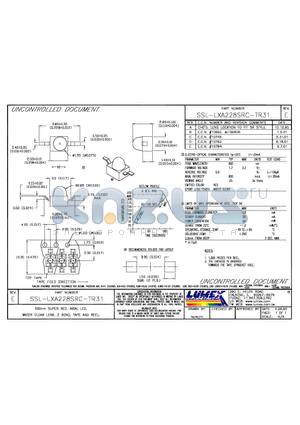 SSL-LXA228SRC-TR31 datasheet - 660nm SUPER RED, AXIAL LED