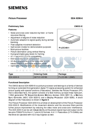 SDA9290-6 datasheet - Picture Processor