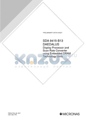 SDA9415-B13 datasheet - Display Processor and Scan Rate Converter