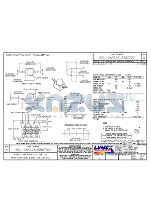 SSL-LXA228USBCTR31 datasheet - 470nm ULTRA SUPER BLUE, AXIAL LED