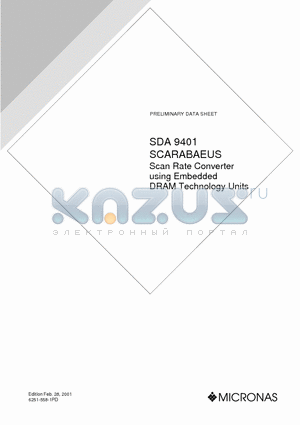 SDA9401 datasheet - Scan Rate Converter using Embedded DRAM Technology Units