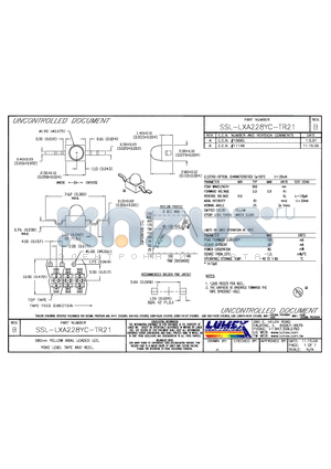 SSL-LXA228YC-TR21 datasheet - 5858nm YELLOW AXIAL LEADED LED