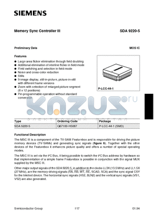 SDA9220-5 datasheet - Memory Sync Controller III