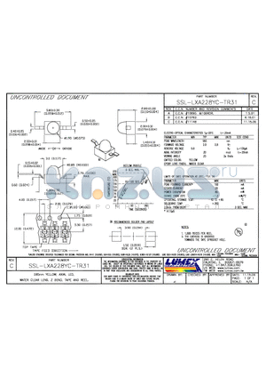 SSL-LXA228YC-TR31 datasheet - 585nm YELLOW, AXIAL LED, WATER CLEAR LENS, Z BEND, TAPE AND REEL