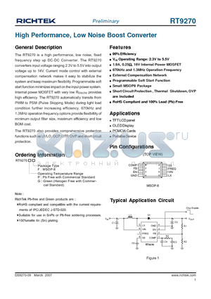 RT9270GF datasheet - High Performance, Low Noise Boost Converter