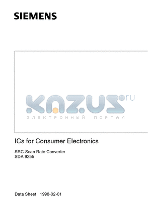SDA9255 datasheet - SRC-Scan Rate Converter SDA9255