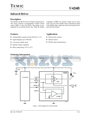 U426B datasheet - INFRARED DRIVER