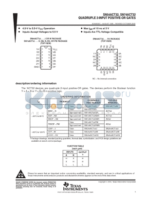 SN74ACT32 datasheet - QUADRUPLE 2-INPUT POSITIVE-OR GATES