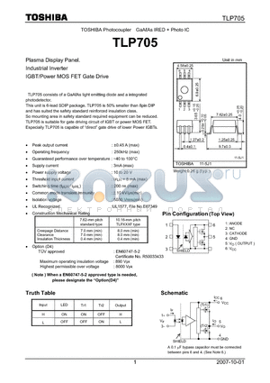 TLP705 datasheet - Plasma Display Panel