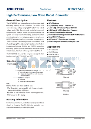 RT9277A datasheet - High Performance, Low Noise Boost Converter