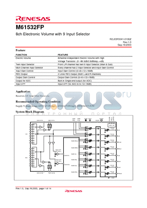 REJ03F0041_M61532FP datasheet - 8ch Electronic Volume with 9 Input Selector