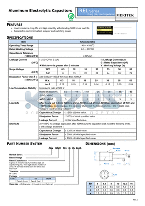 REL datasheet - Aluminum Electrolytic Capacitors