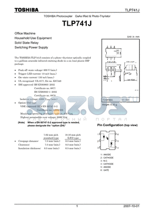 TLP741J_07 datasheet - GaAs IRed & Photo-Thyristor