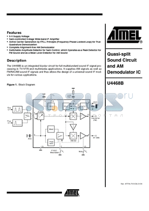 U4468B datasheet - Quasi-split Sound Circuit and AM Demodulator IC