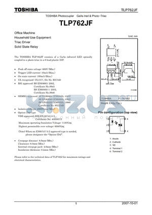 TLP762JF_07 datasheet - GaAs Ired & Photo−Triac