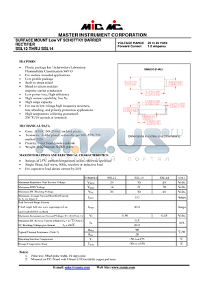 SSL13 datasheet - SURFACE MOUNT Low VF SCHOTTKY BARRIER RECTIFIER