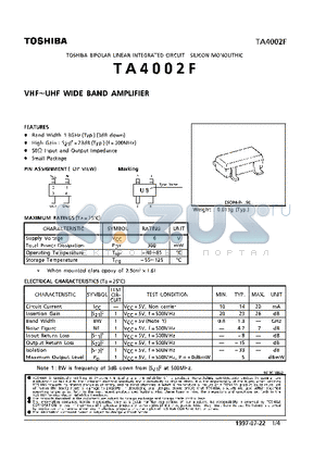 TA4002F datasheet - VHF~UHF WIDE BAND AMPLIFIER
