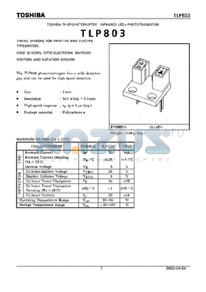 TLP803 datasheet - PHOTO INTERRUPTER INFRARED LED  PHOTOTRANSISTOR