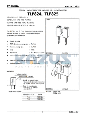 TLP824 datasheet - PHOTO INTERRUPERS INFRARED LED  PHOTOTRANSISTOR