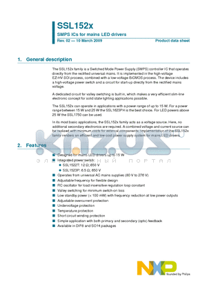 SSL152X_09 datasheet - SMPS ICs for mains LED drivers