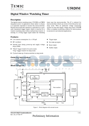 U5020M datasheet - Digital Window Watchdog Timer