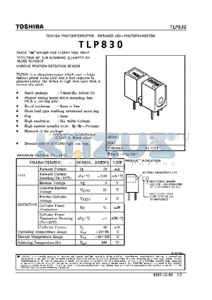 TLP830 datasheet - INFRARED LED PHOTOTRANSISTOR