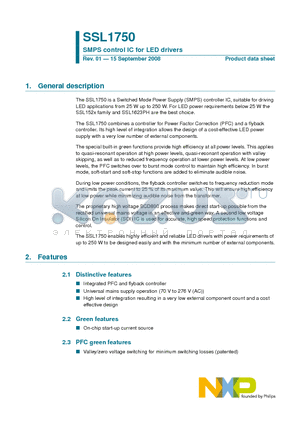 SSL1750T datasheet - SMPS control IC for LED drivers