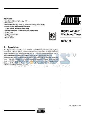 U5021M-NFPG3Y datasheet - Digital Window Watchdog Timer