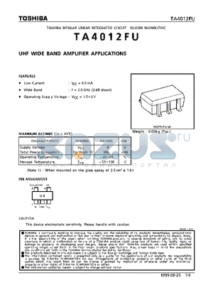 TA4012FU datasheet - UHF WIDE BAND AMPLIFIER APPLICATIONS