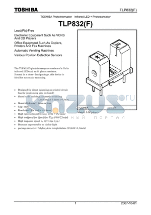 TLP832 datasheet - Electronic Equipment Such As VCRS And CD Players