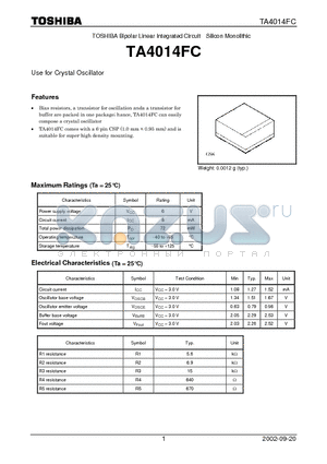 TA4014FC datasheet - Use for Crystal Oscillator