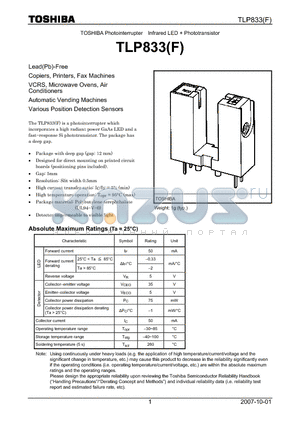 TLP833_07 datasheet - Copiers, Printers, Fax Machines