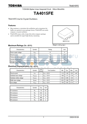 TA4015FE datasheet - TA4015FE Use for Crystal Oscillators