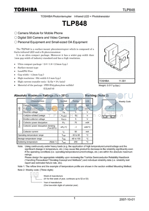 TLP848 datasheet - Personal Equipment and Small-sized OA Equipment