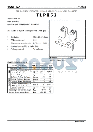 TLP853 datasheet - PHOTO-INTERRUPTER INFRARED LED  PHOTODARLINGTON TRANSISTOR