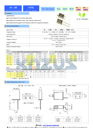 U5MJ datasheet - Thru - Hole Crystals