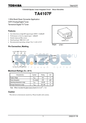 TA4107F datasheet - Bipolar Linear Integrated Circuit Silicon Monolithic